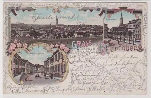 99747 AK Gruss aus Münchberg - Obere Ludwigstrasse, Lindenstrasse, Totale 1899