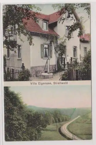 99791 AK Streitwald - Villa Eigensee, Ortsansicht mit Bahngleisen 1911