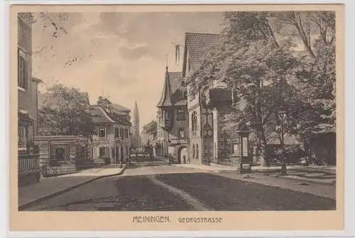 99752 AK Meiningen - Georgstrasse, Straßenansicht mit Geschäften 1913