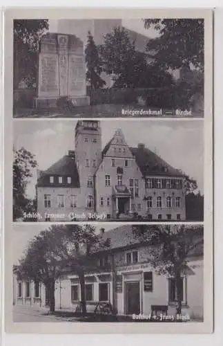 91664 AK Cammer (Jauch Belzig) - Schloß, Kriegerdenkmal, Kirche, Gasthof F.Block