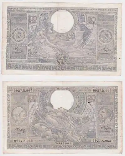 100 Francs Honderd Frank Banknote Belgien 23.10.1942 (157119)