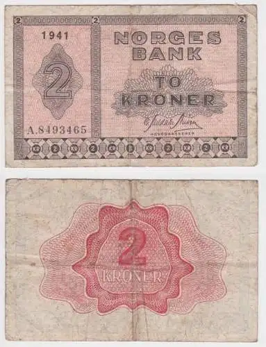 2 Kronen Banknote Norwegen 1943 Pick 16 a1 (156493)