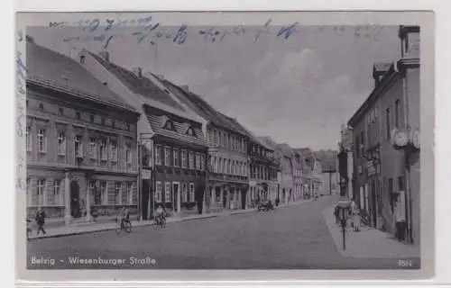 76287 AK Belzig - Wiesenburger Straße, Straßenansicht mit Geschäften 1955