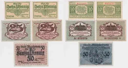 2 x 10, 2 x 25 und 50 Pfennig Banknoten Notgeld Magdeburg 1918-1920 (156499)