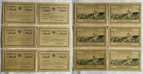 6 x seltene Banknoten Notgeld 1 Mark Stadt Penig 6.2.1922 (156594)