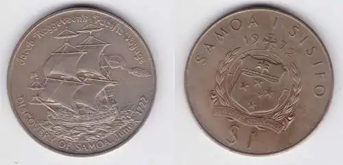 1 Tala Kupfer Nickel Münze 200 Jahre Entdeckung Samoas Segelschiff 1972 (157065)