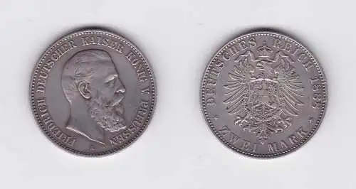 2 Mark Silbermünze Preussen Kaiser Friedrich 1888 Jäger 98  (124273)