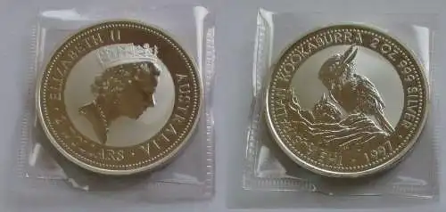 2 Dollar Silber Münze Australien Kookaburra 2 Unzen Feinsilber 1997 (132091)