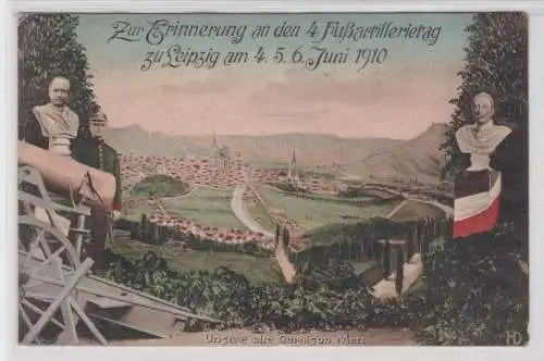 99368 AK Zur Erinnerung an den 4. Fußartillerietag zu Leipzig am 4.-6. Juni 1910