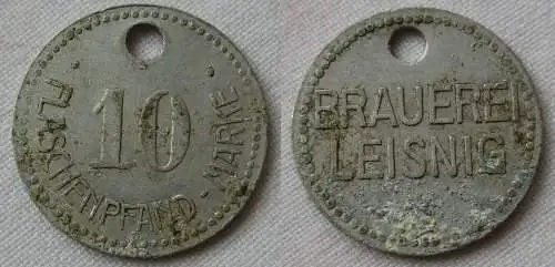10 Pfennig Notmünze Notgeld Flaschenpfand Marke Brauerei Leisnig (152612)