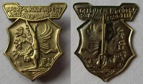 DDR Abzeichen Sport- und Kulturfest Kreis Greifswald 1957 (155747)