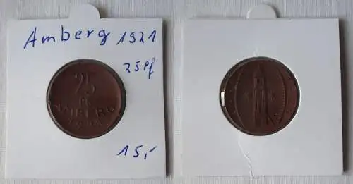 25 Pfennig Porzellan Notgeld Stadt Amberg 1921 (108279)
