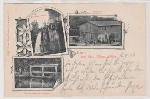 35861 Mehrbild Ak Gruß aus dem Glowitzerthal Mühle und Schleuse 1903
