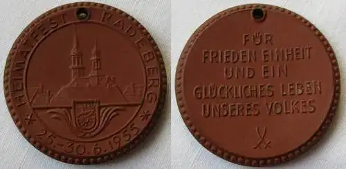 DDR Meissner Porzellan Medaille Heimatfest Radeberg 25.-30. Juni 1955 (149841)