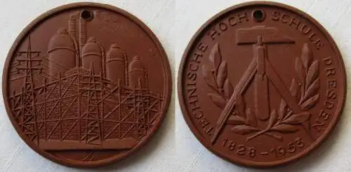 DDR Medaille Meissner Porzellan Technische Hochschule Dresden 1828-1953 (149722)
