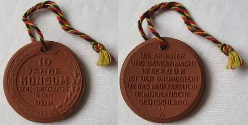 Meissner Porzellan Medaille 10 Jahre Konsum Genossenschaften DDR 1955 (149689)