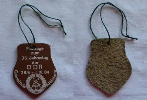 Abzeichen Leder Festtage zum 35.Jahrestag der DDR Gemeinde Kleinjena (149253)