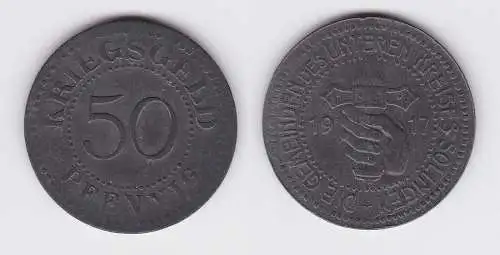50 Pfennig Notgeld Zink Münze Gemeinde des unteren Kreises Solingen 1917(122931)