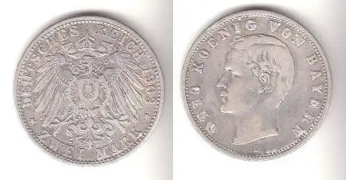2 Mark Silbermünze Bayern König Otto 1903 Jäger 45  (111470)
