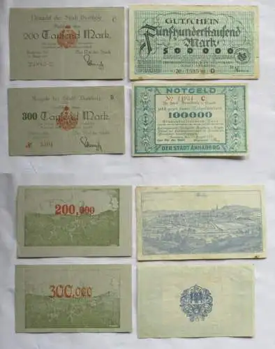 4 x Banknoten 100 bis 500 Tausend Mark Annaberg und Buchholz 1923 (144778)