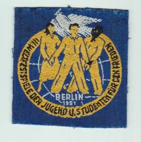 DDR Stoffabzeichen Aufnäher III.Weltfestspiele der Jugend Berlin 1951 (144937)