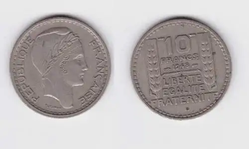 10 Franc Kupfer Nickel Münze Frankreich 1948 (144527)