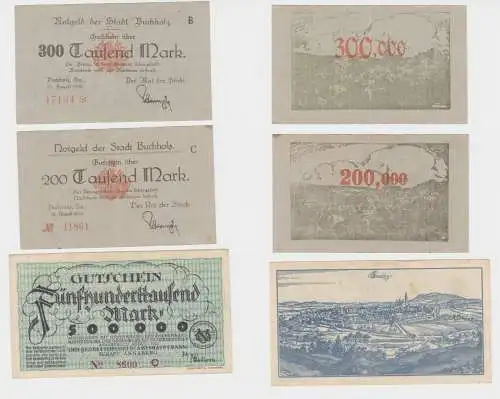 200,300 & 500 Tausend Mark Banknoten Annaberg und Buchholz 1923 (144541)