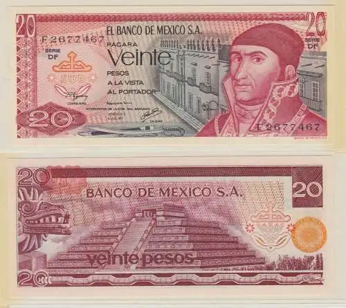 20 Pesos Banknote Mexiko 1977 kassenfrisch UNC (138158)