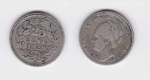 25 Cent Silber Münze Niederlande 1928 (126860)