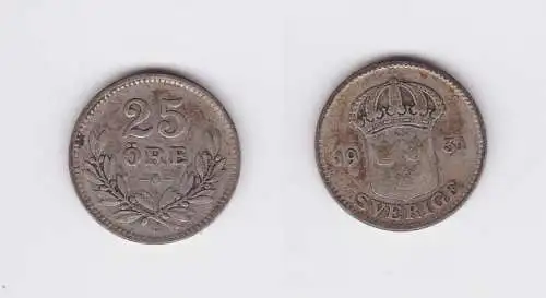 25 Öre Silber Münze Schweden 1931 (126719)