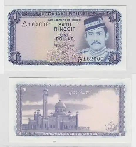 Satu Ringgit 1 Dollar Banknote Brunei 1986 fast kassenfrisch (138771)