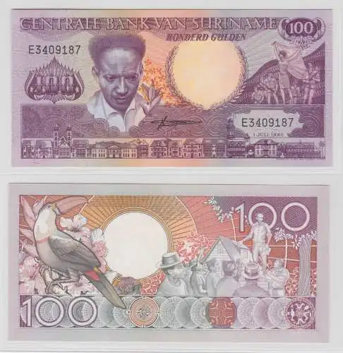 100 Gulden Banknote Centrale Bank van Suriname 1986 (130227)