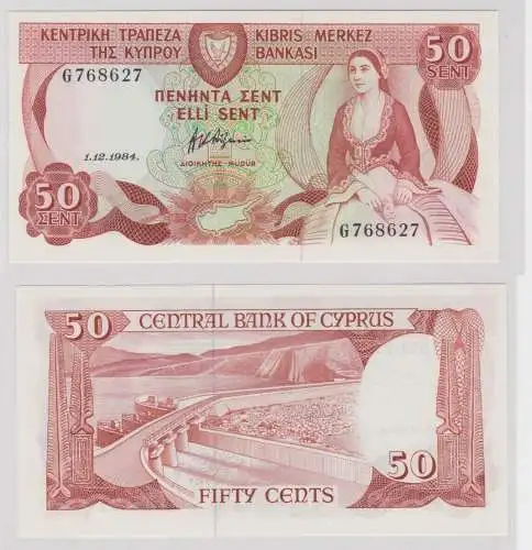 50 Cents Banknote Zypern Cyprus 1.12.1984 kassenfrisch UNC (138611)