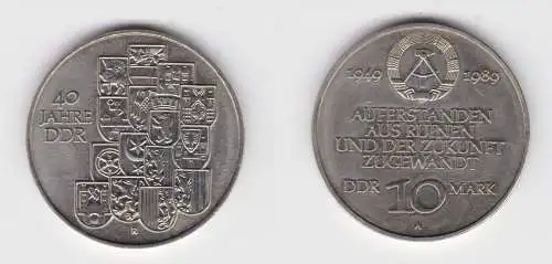 DDR Gedenk Münze 10 Mark 40.Jahrestag der DDR 1989 fast Stempelglanz (136832)