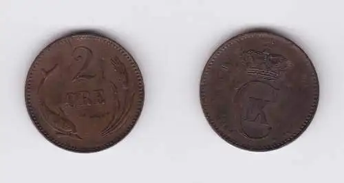 2 Öre Kupfer Münze Dänemark 1891 (122161)