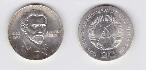 DDR Gedenk Münze 20 Mark August Bebel 1973 Silber (136882)