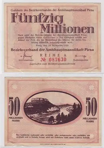 50 Millionen Banknote Amtshauptmannschaft Pirna 24.9.1923 (121636)