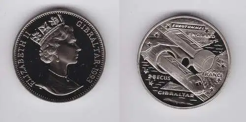 2,8 Euro Nickel Münze Gibraltar 1993 Einweihung des Eurotunnels (137824)