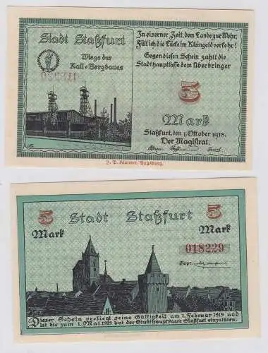 5 Mark Banknote Notgeld Stadt Staßfurt 1.10.1918 (121119)
