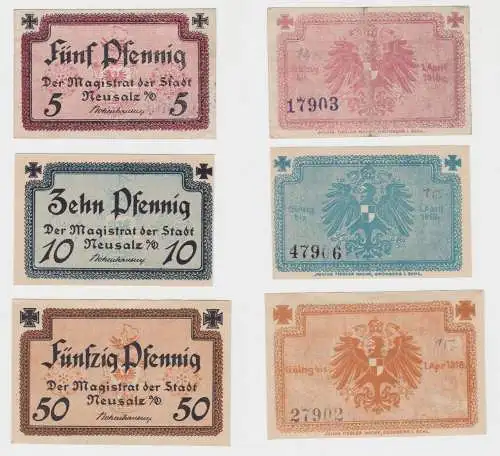 Komplettsatz 5 - 50 Pfennig Banknote Notgeld Stadt Neusalz (Oder) 1918 (135869)
