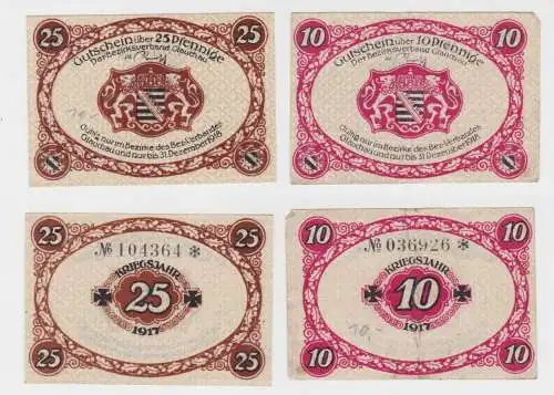 10 - 25 Pfennig Banknote Notgeld Amtshauptmannschaft Glauchau 1917 (136018)