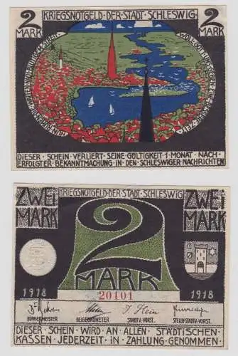 2 Mark Banknote Kriegs-Notgeld Stadt Schleswig 1918 (135176)