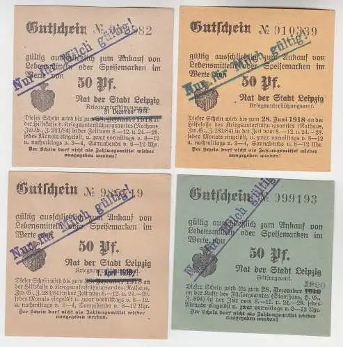 4 verschiedene 50 Pfennig Milch Gutscheine Stadt Leipzig (120528)