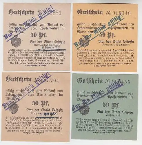 4 verschiedene 50 Pfennig Milch Gutscheine Stadt Leipzig (120514)