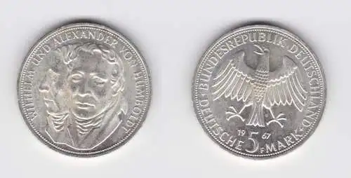 5 Mark Silber Münze Deutschland Gebrüder Humboldt 1967 F Stgl. (135530)