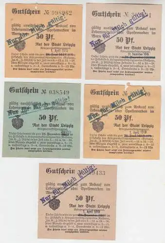 5 verschiedene 50 Pfennig Milch Gutscheine Stadt Leipzig (121038)