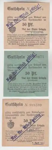 3 verschiedene 50 Pfennig Milch Gutscheine Stadt Leipzig (120642)