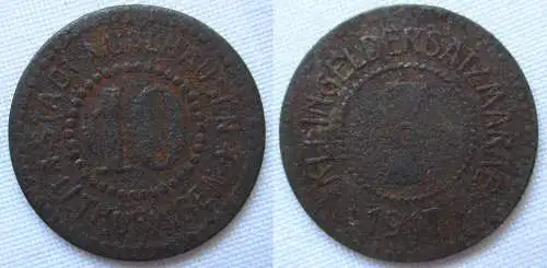 10 Pfennig Eisen Notgeld Münze Stadt Mühlhausen 1917 (120215)