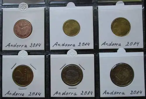 Kursmünzsatz Andorra 6 Münzen 5 Cent - 2 Euro 2014 Stgl. (124176)