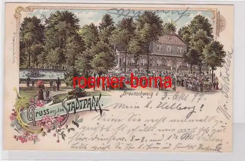 84673 Ak Lithografie Gruß aus dem Stadtpark Braunschweig 1897